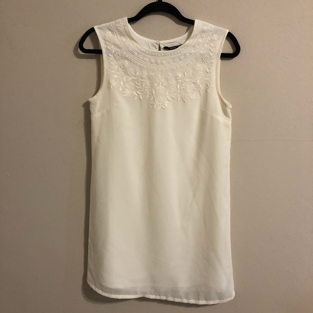 Forever 21 cream dress with embroidered neckline